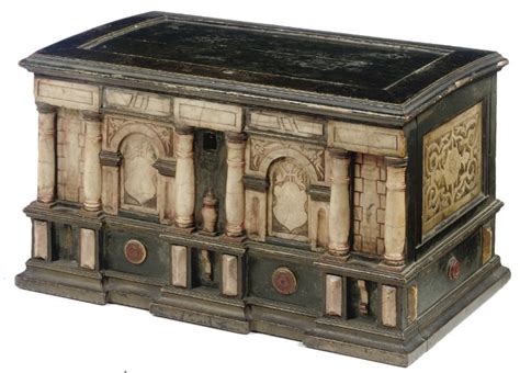 A Malines Ebonized Wood And Alabaster Table Casket 17th Century Of