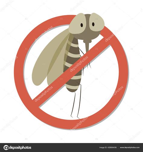 Mosquito Warning Prohibited Sign Isolated White Background Mosquitoes