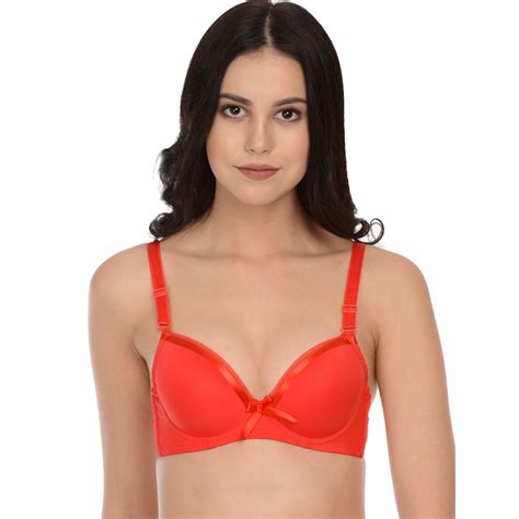 Mod And Shy Red Padded Underwired Pushup Bra Buy Mod And Shy Red Padded
