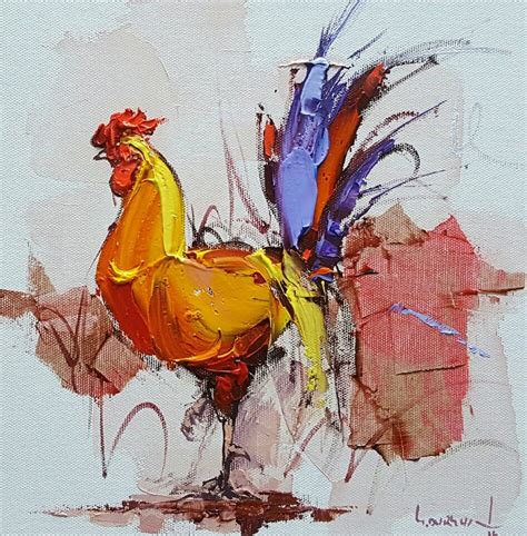 Gibi 25x25 Palette Knife Rooster Painting Cool Art Drawings Palette