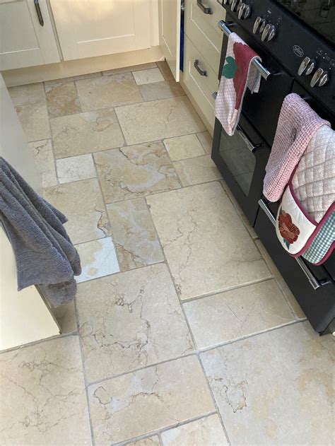 Kitchen Travertine Tile And Grout Deep Cleaned And Sealed In Feltham