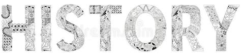 Word History Vector Zentangle Object For Coloring Stock Vector
