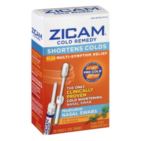 Zicam Cold Remedy Medicated Nasal Swabs