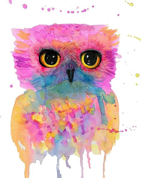 Cute Owl Nursery Wall Art Cute Owl Painting Watercolor Print Etsy