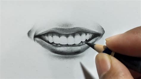 Smiling Face Sketchsmiling Face With Teeth Pencil Drawing For
