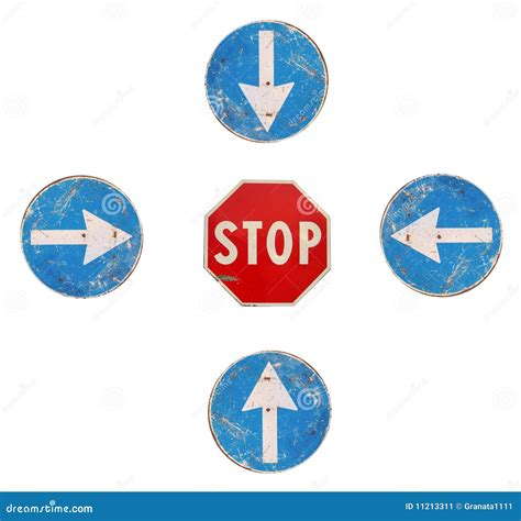 Arrows And Stop Road Signs Stock Image Image Of Cartel Attention