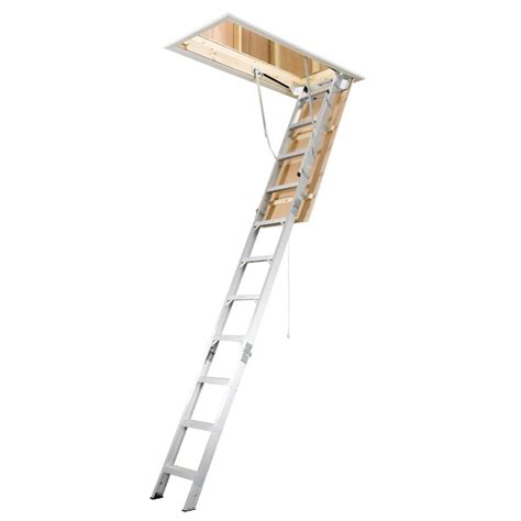 Werner Aluminum Folding Attic Ladder 8 Ft To 10 Ft Rough Opening 225