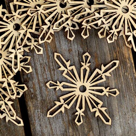 10x Wooden Plain Snowflake B Craft Shape 3mm Ply Christmas Etsy
