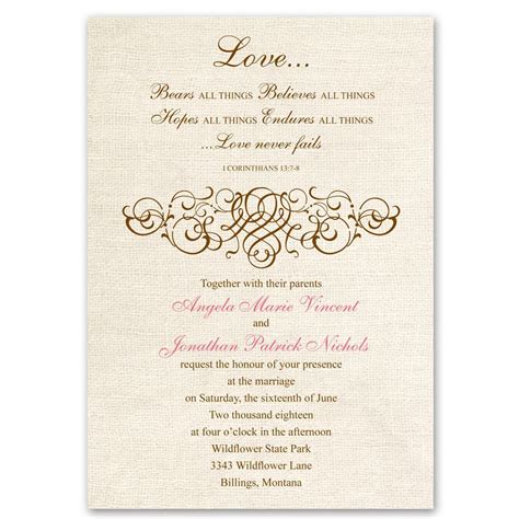 Find a handful of bible verses for weddings below that will make. Rustic Love Invitation | Ann's Bridal Bargains