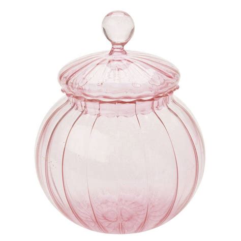 Pink Glass Jar Trinket Box Glass Jars Pink Glass Pink Pumpkins