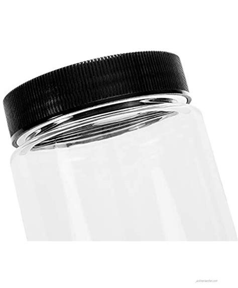 Tebery 16 Pack 16oz Clear Plastic Jars Bottles Canisters With Black