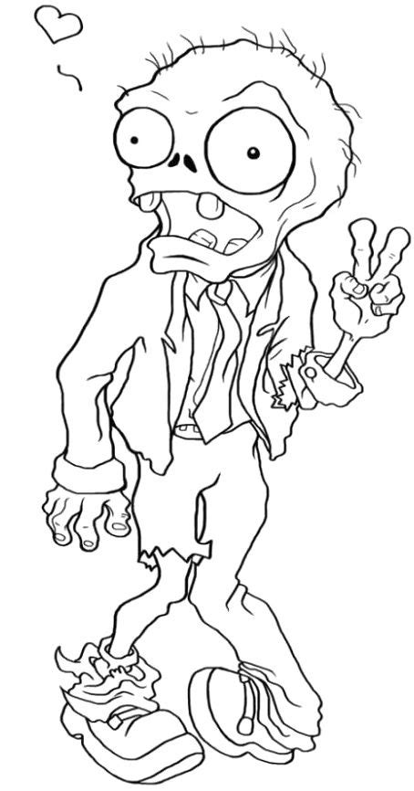 Cute Zombie Coloring For Kids - Halloween cartoon coloring pages
