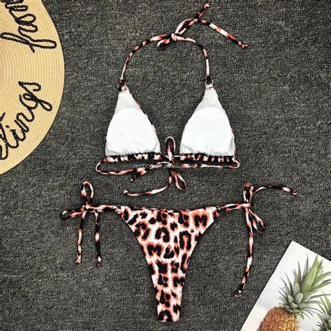 Custom Swimwear Hot Sexy Leopard Bikini Top Two Piece Bikini Print