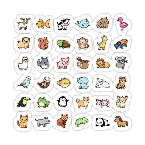 Choose Large Sticker Mega Cute Animals 1 Sticker By Littlemandyart