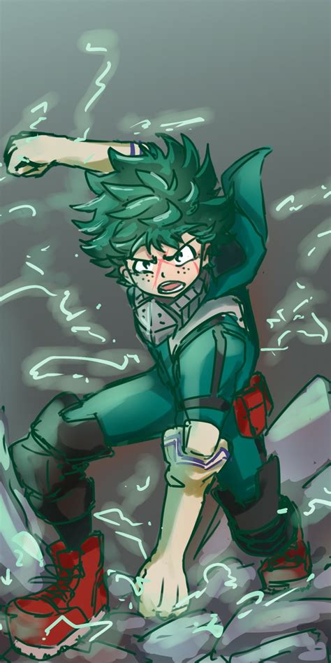 Download Angry Green Hair Anime Boy Izuku Midoriya 1080x2160