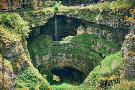 Baatara Gorge Waterfall In Lebanon Gorge Sinkhole And Natural Bridges