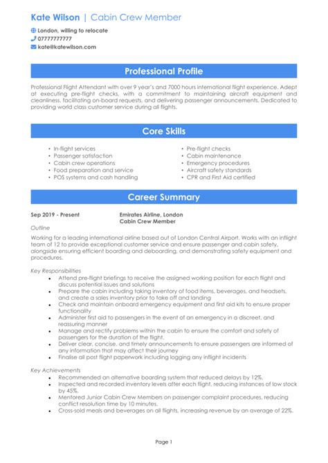 Emirates Cabin Crew Cv Example Guide Get Hired Quick