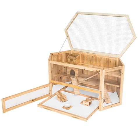 Tectake Large Wooden Rodent Hamster Cage Villa Hut For Small Animals