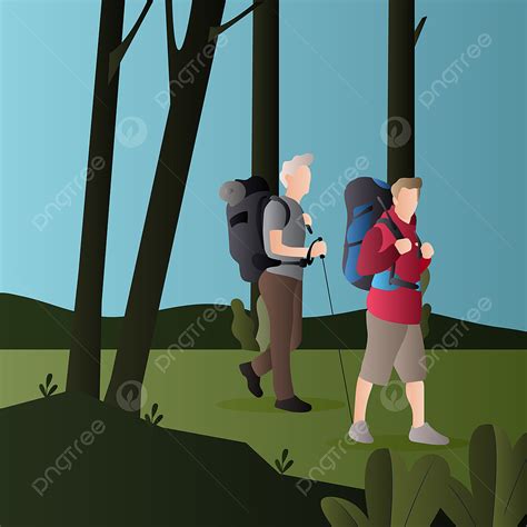 People Hiking Illustration Person Vector Illustration Png And Vector