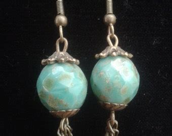 Items Similar To Hoop Earrings Turquoise Copper Squared On Etsy