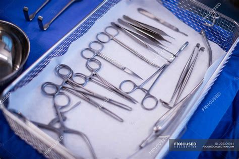 Various Surgical Tools Kept On A Table In Operation Theater At Hospital