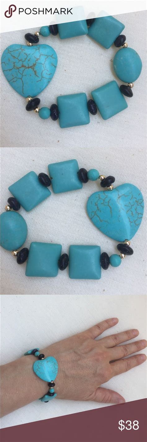 Turquoise Heart Bracelet With Blue Goldstone Turquoise Heart Heart