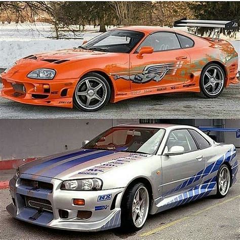 paul walker drove the toyota supra top and the nissan skyline gt r