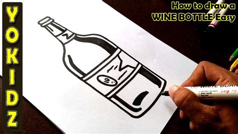 How To Draw A Wine Bottle Easy Youtube