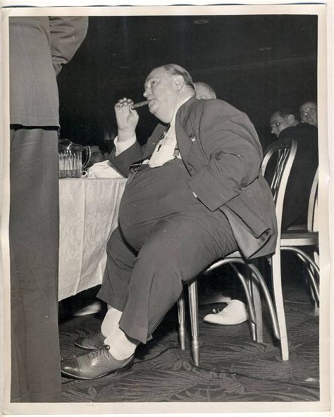 Ca 1940 Vintage Snapshot Big Photo Of Obese Fat Man Smoking Cigar At