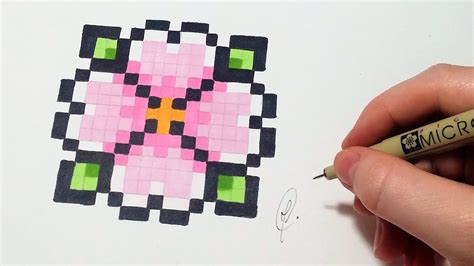 Pixel art week a week of pixel art! Pixel art Fleur (FACILE) - YouTube