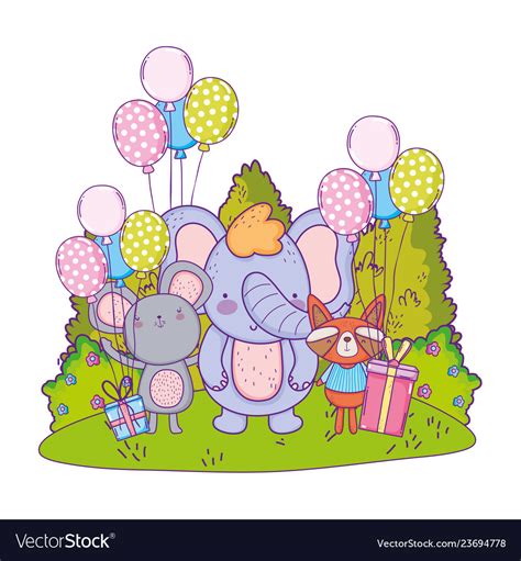 Cute And Little Elephant With Mouse Royalty Free Vector