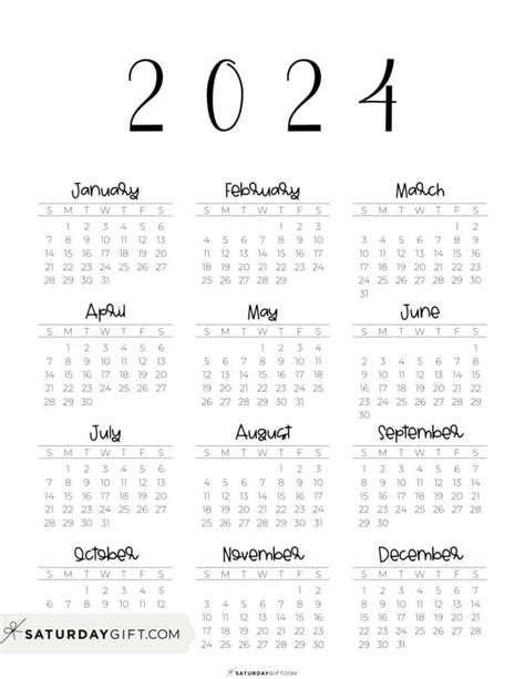 2024 Year At A Glance Calendar Printable Free Download Images Free