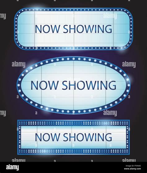 Retro Showtime Sign Theatre Cinema Now Showing Vector Stock Vector