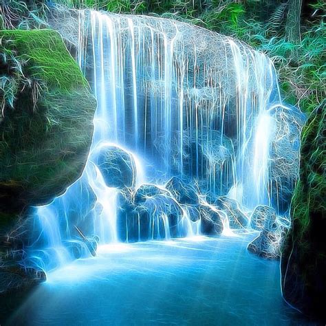 Waterfall Digital Panting Art Waterfall Nature