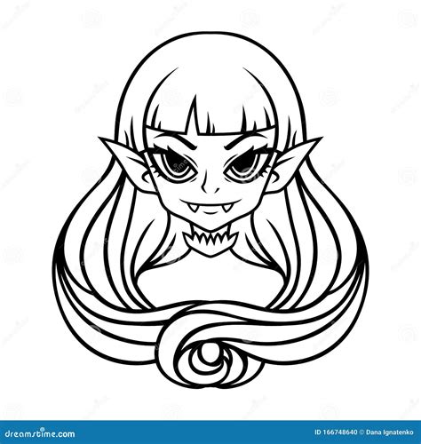 Vampire Girl Portrait Halloween Illustration For Posters And Stickers