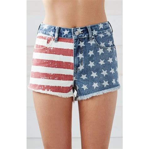 Bullhead Denim Co American Flag High Rise Cutoff Denim Shorts High Waisted Shorts Denim High