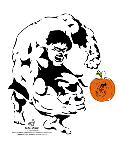 The Incredible Hulk Avengers Pumpkin Pattern Pumpkin Carvings