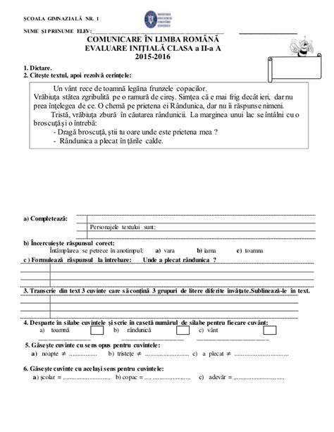 Evaluare Initiala Clr 2 2015