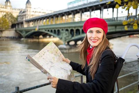 Happy Tourist Woman In Paris Stock Image Everypixel
