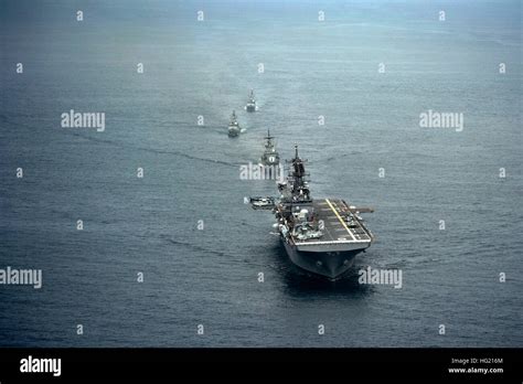 Future Amphibious Assault Ship Uss America Lha 6 Front And Ships From The Peruvian Navy Sail