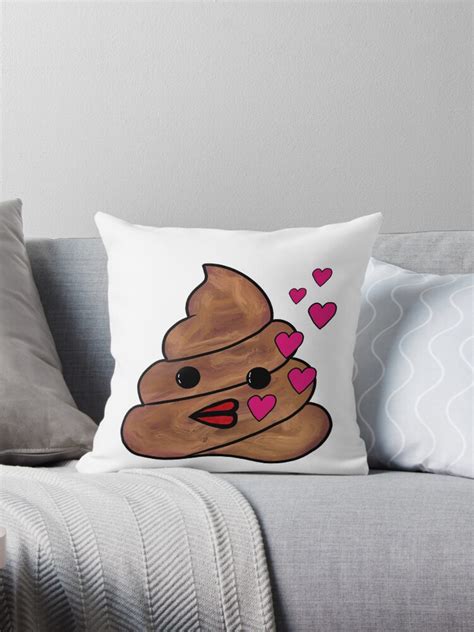 Poop Emoji Blowing Kisses Throw Pillow By Livaniaapparel Redbubble