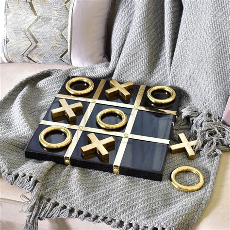 Luxury Handcrafted Tic Tac Toe Board Black Gold Luxury Tic Tac