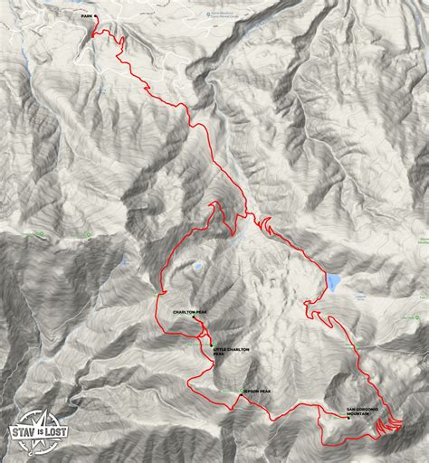 Hiking Map For San Gorgonio Mountain Via South Fork And Dry Lake Loop