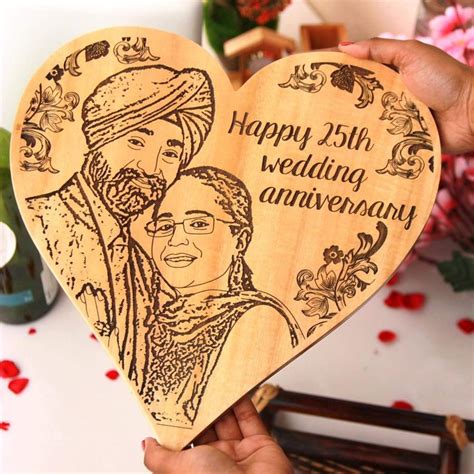 Happy Th Wedding Anniversary Heart Shaped Wooden Frame Mahogany