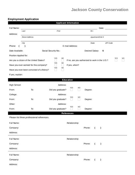 Blank Job Application Printable