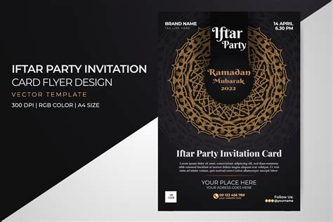 Ramadan Kareem Mubarak Iftar Party Flyer Invitation Card Mandala Design