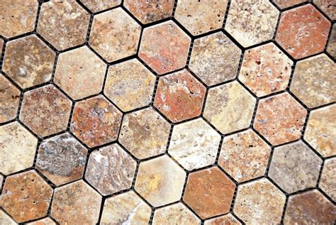 Scabos Travertine Tumbled 2 Hexagon Mosaic Tile Hexagon Mosaic Tile