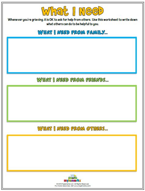 Grief And Loss Worksheets For Kids And Teens