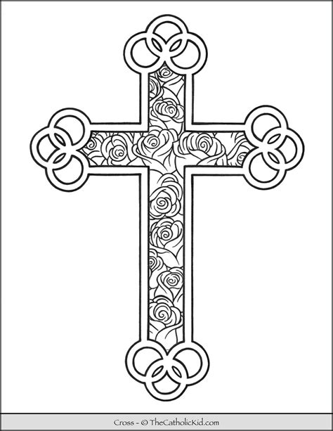 Cross Coloring Page Roses Cross Coloring Page