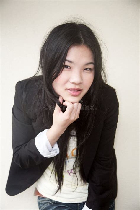 beautiful asian girl in black stock image image of elegant black
